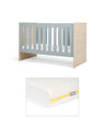 Mamas & Papas Furniture Sets Vyne Cot & Essential Airflow Fibre Small Cotbed and Cot Mattress  - Bluebell/Oak