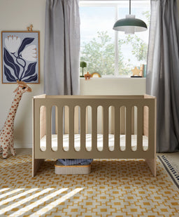 Mamas & Papas Furniture Sets Vyne Cot & Essential Airflow Fibre Small Cotbed and Cot Mattress  - White/Oak