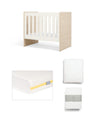 Mamas & Papas Furniture Sets Vyne Mini Cot with Essential Airflow Fibre Mini Cot Mattress & Sheets (4 Piece) - White/Oak