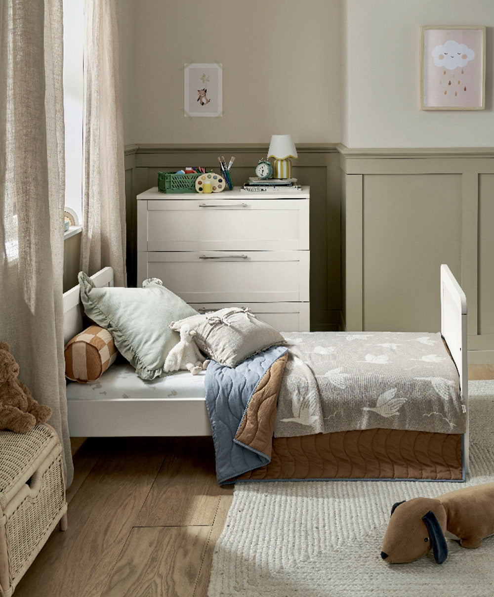 Mamas &amp; Papas Furniture Sets Walton Cotbed with Luxury Hybrid Twin Cotbed Mattress - Cashmere