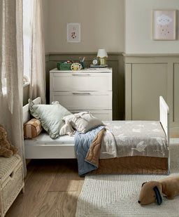 Mamas & Papas Furniture Sets Walton Cotbed with Luxury Hybrid Twin Cotbed Mattress - Cashmere