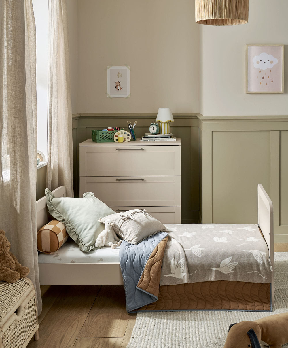 Mamas &amp; Papas Furniture Sets Walton Cotbed with Luxury Hybrid Twin Cotbed Mattress - Cashmere