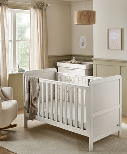 Mamas & Papas Furniture Sets Walton Cotbed with Luxury Hybrid Twin Cotbed Mattress - White