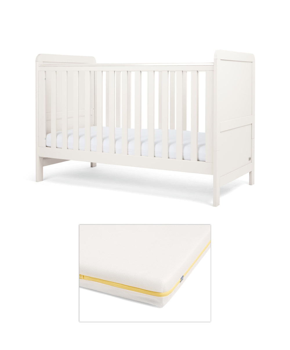 Mamas &amp; Papas Furniture Sets Walton Cotbed with Signature Airflow Pocket Spring Mattress - White