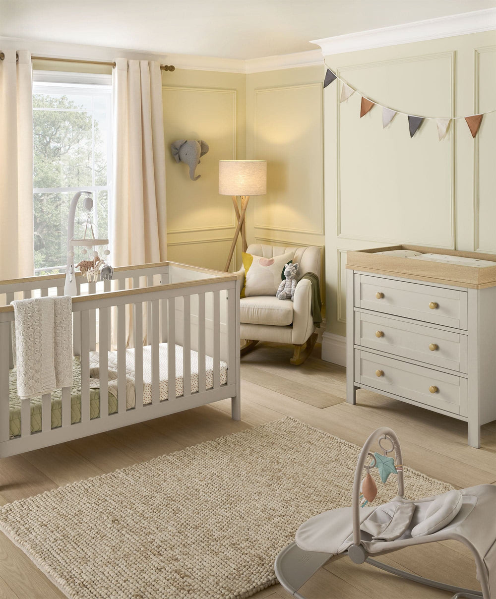 Mamas &amp; Papas Furniture Sets Wedmore 2 Piece Cotbed Set with Dresser Changer - Pebble Grey