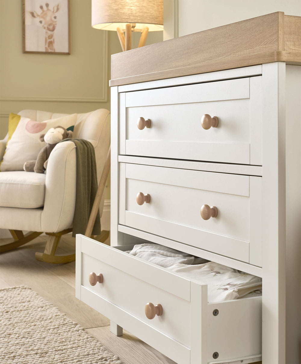 Mamas &amp; Papas Furniture Sets Wedmore 2 Piece Cotbed Set with Dresser Changer - White/Oak