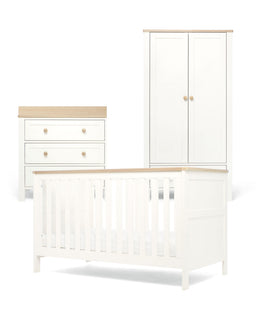 Mamas & Papas Furniture Sets Wedmore 3 Piece Cotbed Range with Dresser Changer & Wardrobe - White/Oak