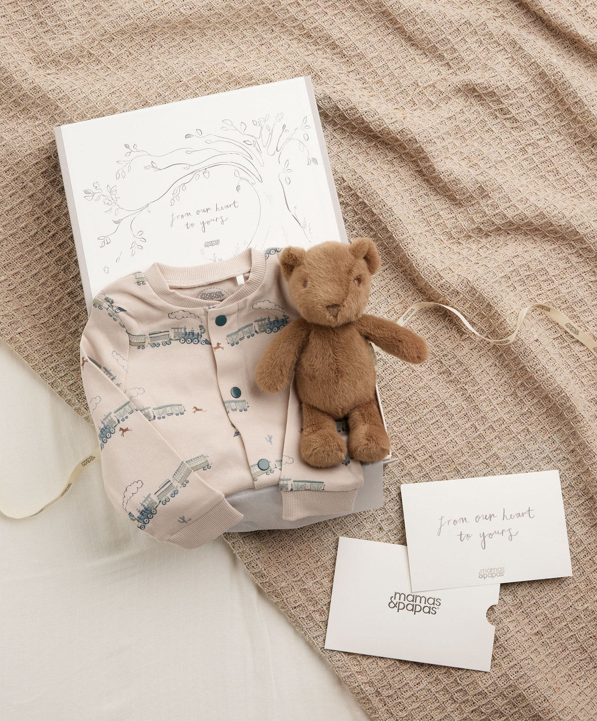 Mamas & Papas Gift Boxes Boys Trains & Small Bear Toy Gift Box (0-3 M)