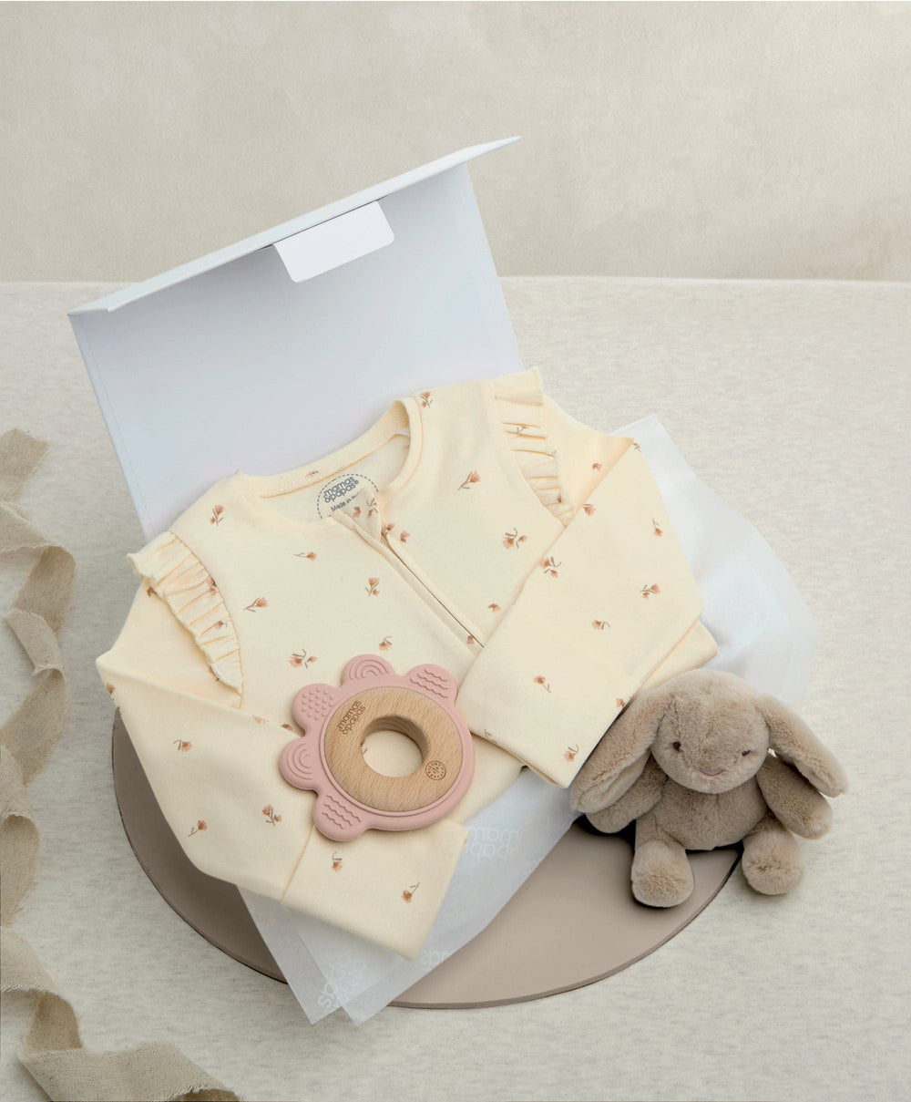 Mamas &amp; Papas Gift Boxes Floral &amp; Bunny Gift Box with teething toy - newborn