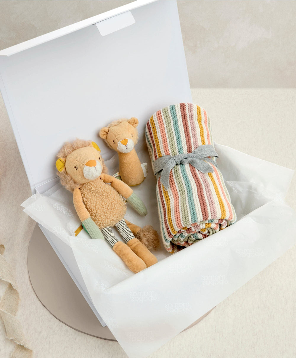 Mamas &amp; Papas Gift Boxes Knitted Blanket &amp; Lion Gift Box