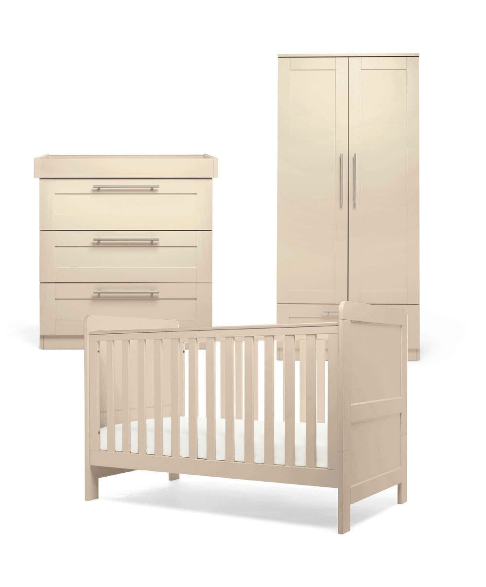 Mamas &amp; Papas Hampden 3 Piece Cotbed Range with Dresser Changer &amp; Wardrobe - Cashmere