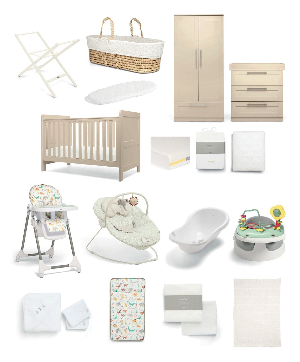 Mamas &amp; Papas Hampden At Home Baby Bundle With Moses Basket - Cashmere