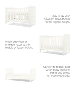 Mamas & Papas Hampden Cotbed & Luxury Hybrid Twin Cotbed Mattress Bundle - White