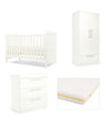 Mamas & Papas Hampden Nursery Furniture Range & Cotbed Essential Airflow Fibre Mattress - White