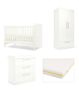 Mamas & Papas Hampden Nursery Furniture Range & Cotbed Essential Airflow Fibre Mattress - White