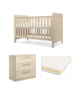 Mamas & Papas Hampden Nursery Furniture Set & Essential Airflow Fibre Cotbed Mattress - Cashmere