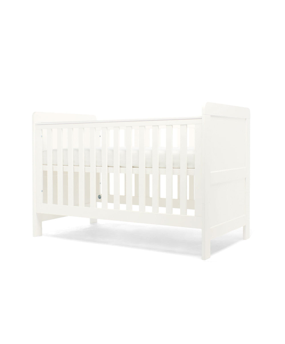 Mamas &amp; Papas Hampden Nursery Furniture Set &amp; Essential Airflow Fibre Cotbed Mattress - White