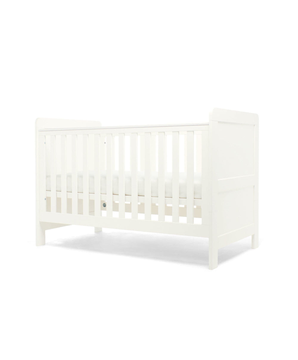 Mamas &amp; Papas Hampden Nursery Furniture Set &amp; Essential Airflow Fibre Cotbed Mattress - White