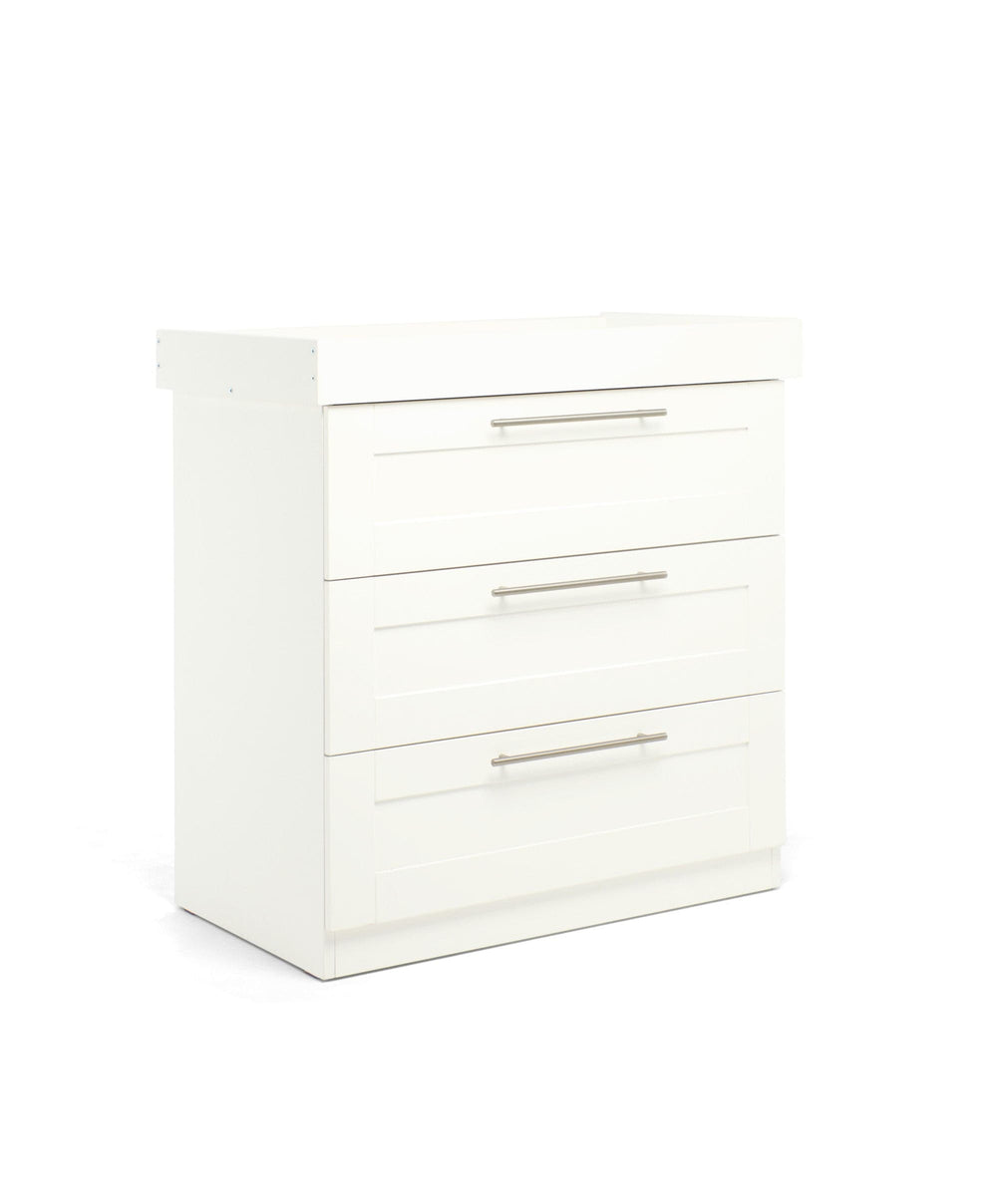 Mamas &amp; Papas Hampden Nursery Furniture Set &amp; Essential Airflow Fibre Cotbed Mattress - White