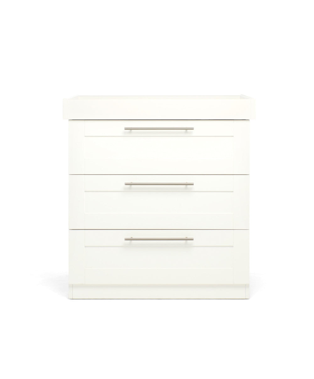 Mamas &amp; Papas Hampden Nursery Furniture Set &amp; Essential Airflow Fibre Cotbed Mattress - White