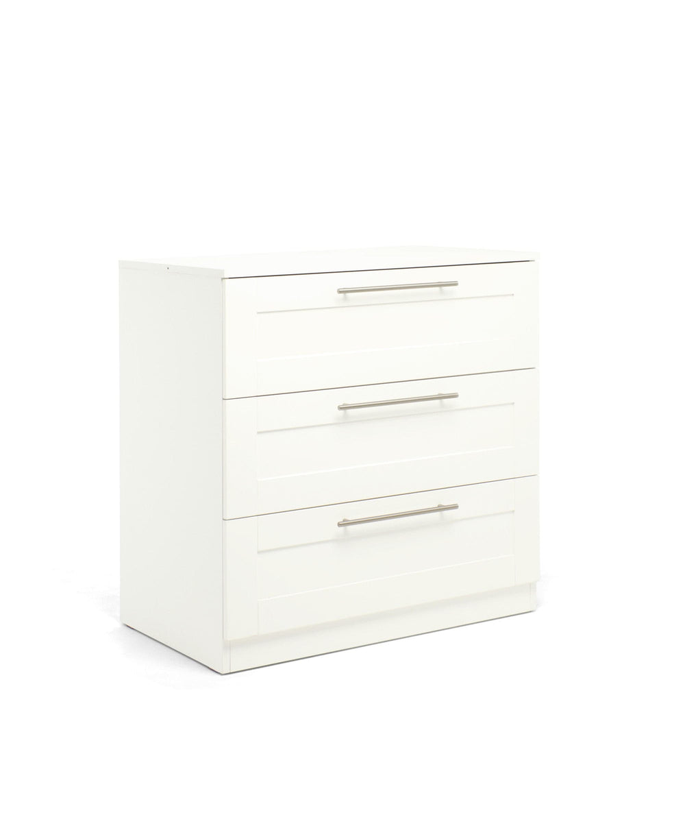 Mamas &amp; Papas Hampden Nursery Furniture Set &amp; Essential Airflow Fibre Cotbed Mattress - White