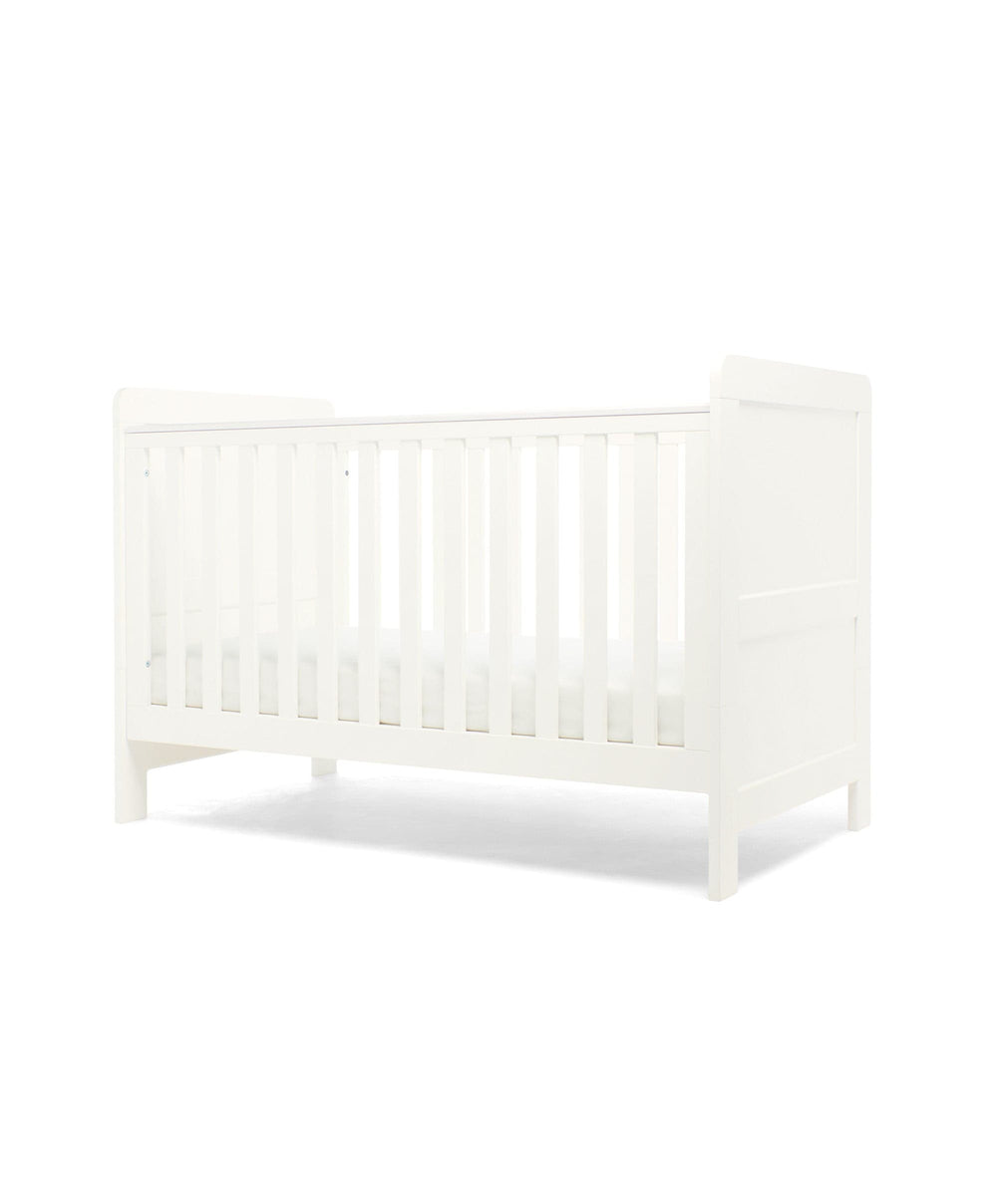 Mamas &amp; Papas Hampden Nursery Furniture Set &amp; Essential Airflow Fibre Cotbed Mattress - White