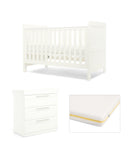 Mamas & Papas Hampden Nursery Furniture Set & Essential Airflow Fibre Cotbed Mattress - White