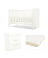 Mamas & Papas Hampden Nursery Furniture Set & Essential Airflow Fibre Cotbed Mattress - White