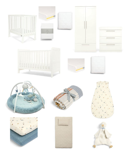 Mamas & Papas Hampden Styled Nursery Bundle (15 Pieces) - White/Blue