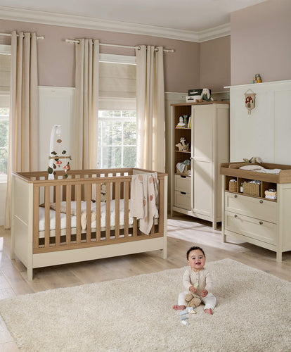 Mamas & Papas Harwell 3 Piece Baby Cotbed Range with Dresser Changer & Wardrobe - Cashmere