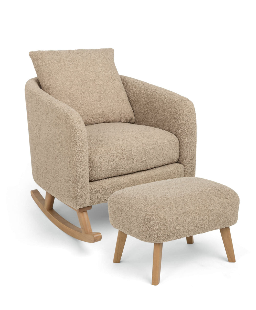 Mamas &amp; Papas Harwell 3 Piece Cotbed Range with Alma Nursing Chair &amp; Stool - Cashmere/ Fawn Boucle