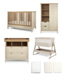Mamas & Papas Harwell Nursery Bundle with Lua 2 Bedside Crib (6 Piece) – Sand/Cashmere