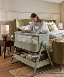 Mamas & Papas Harwell Nursery Bundle with Lua 2 Bedside Crib (6 Piece) - Thyme/Cashmere