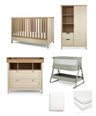 Mamas & Papas Harwell Nursery Bundle with Lua 2 Bedside Crib (6 Piece) - Thyme/Cashmere