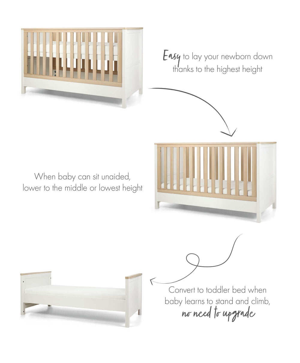 Mamas &amp; Papas Harwell Nursery Bundle with Lua 2 Bedside Crib (6 Piece) – Thyme/White