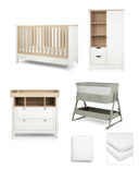 Mamas & Papas Harwell Nursery Bundle with Lua 2 Bedside Crib (6 Piece) – Thyme/White