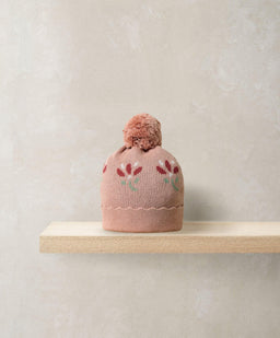 Mamas & Papas Hats & Booties Jacquard Floral Knit Hat & Pom Pom