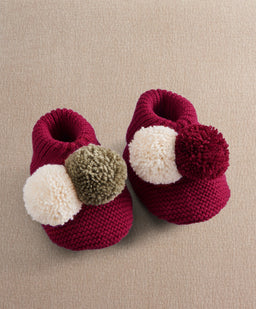 Mamas & Papas Hats & Booties Knitted Pom Pom Booties
