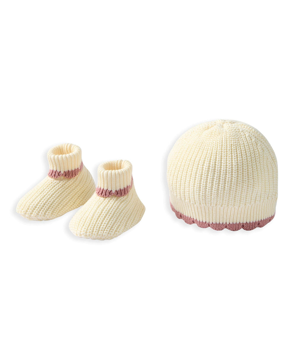 Mamas &amp; Papas Hats &amp; Booties Pink Knitted Hat &amp; Booties