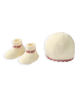 Mamas & Papas Hats & Booties Pink Knitted Hat & Booties