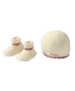 Mamas & Papas Hats & Booties Pink Knitted Hat & Booties