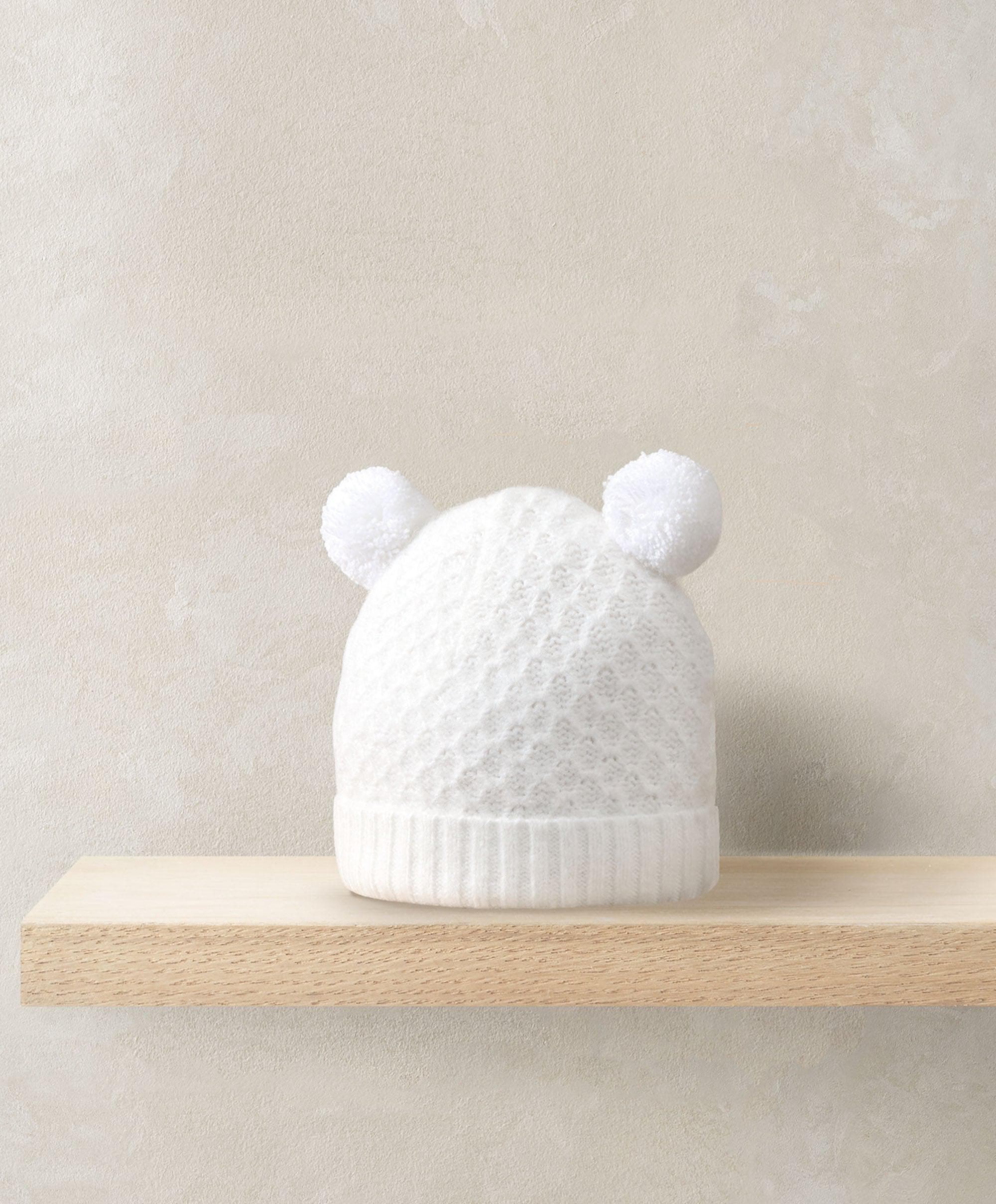 Rib Knit Hat & Pom Poms - White – Mamas & Papas UK