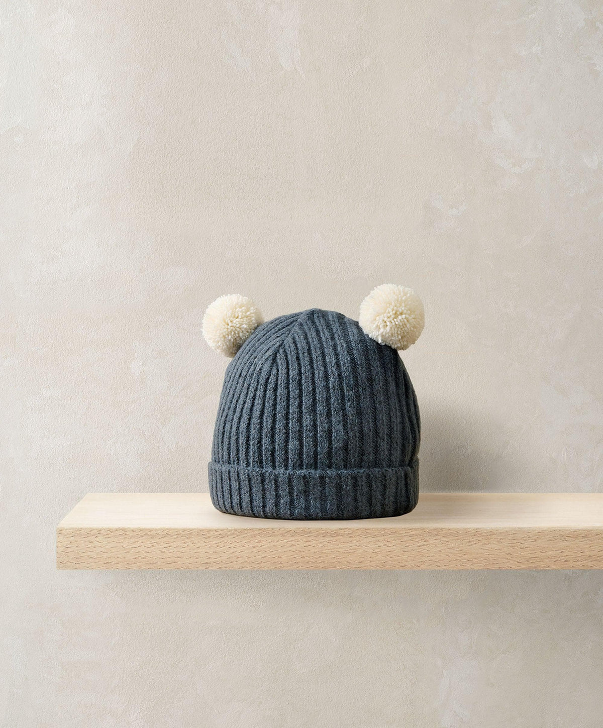 Mamas & Papas Hats & Booties Rib Knit Hat with Pom Poms - Blue