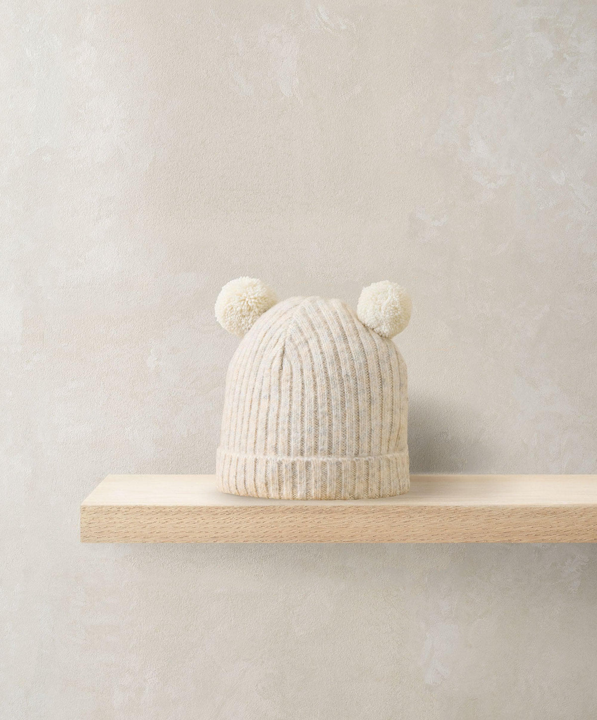 Mamas & Papas Hats & Booties Rib Knit Hat with Pom Poms - Oatmeal