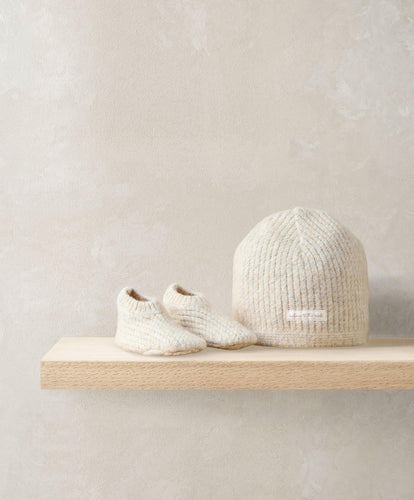 Mamas & Papas Hats & Booties Waffle Knit Hat & Booties Set  (2 Pieces) - Oatmeal