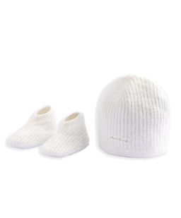 Mamas & Papas Hats & Booties Waffle Knit Hat & Booties Set - White