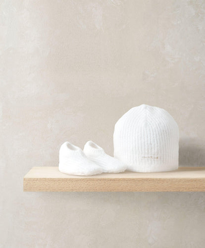 Mamas & Papas Hats & Booties Waffle Knit Hat & Booties Set - White