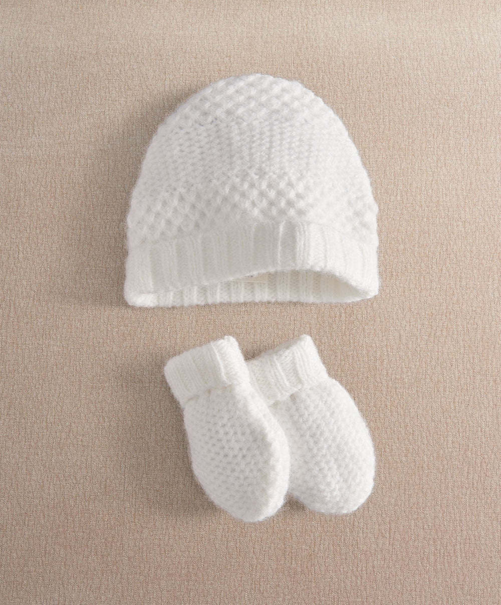 Mamas &amp; Papas Hats &amp; Booties White Knitted Hats &amp; Mitts