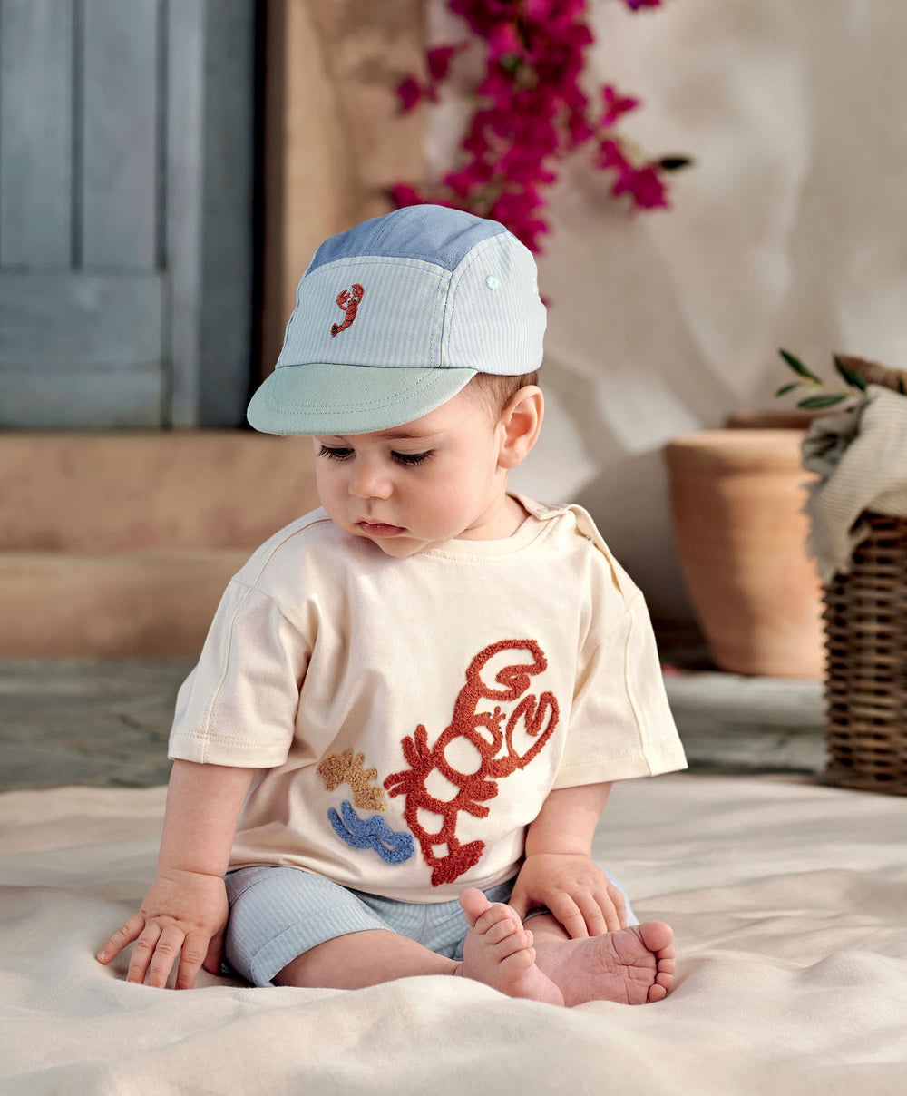 Mamas &amp; Papas Hats &amp; Mitts Blue Striped Cap
