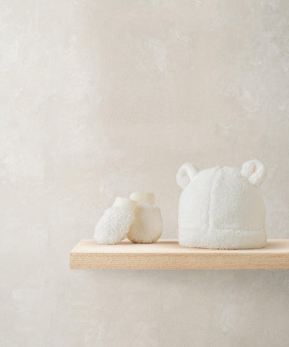 Mamas & Papas Hats & Mitts Cream Borg Hat & Mitts Set